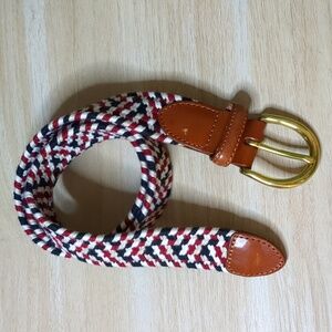 Talbots' Stretchy Braided Cloth Belt with Leather Ends